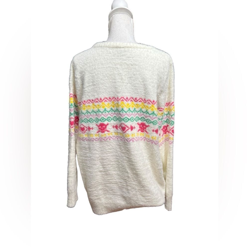 Torrid Fuzzy Yarn Crew Pullover Sweater - Fair Isle White 2X - Picture 4 of 6